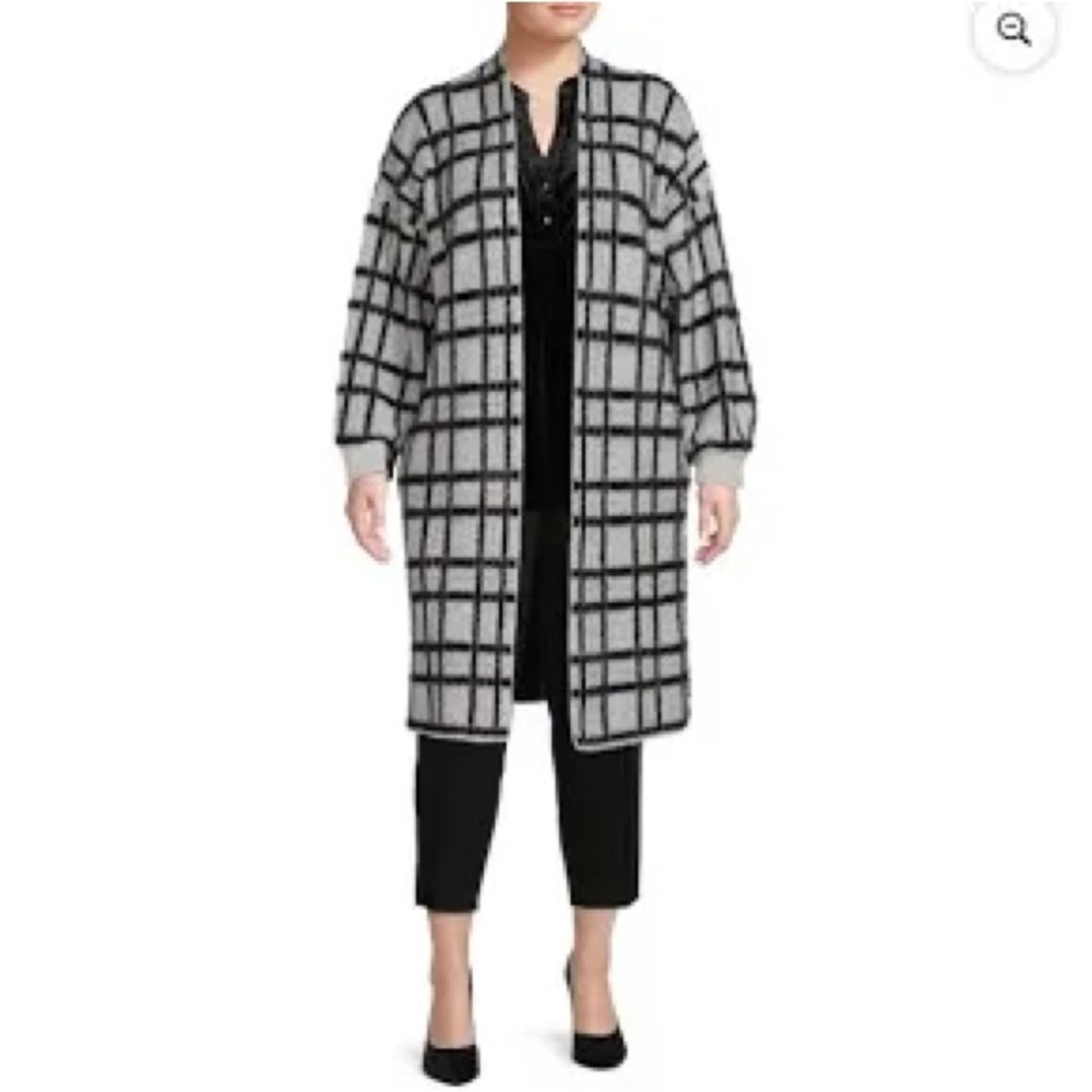 Terra & Sky Plaid Open-Front Cardigan Sz 1X